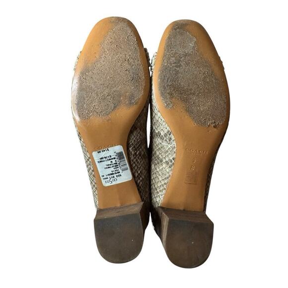 Coach Irene Women's 9 Brown Snake Skin Leather Pumps Slip On Shoes Taupe Neutral - Picture 9 of 9